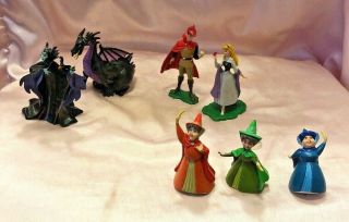 Disney Sleeping Beauty Figurines - Vintage Set Maleficent Three Good Fairies
