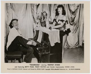 Pin - Up Bettie Page Vintage 1955 Teaserama Burlesque Production Still Photograph