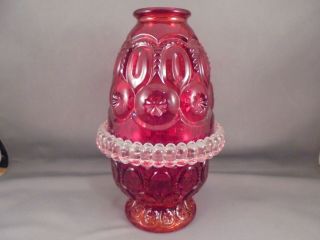 Scarce Fenton L G Wright Ruby Red Moon & Stars Fairy Lamp Bee Hive Style 4 - Pc