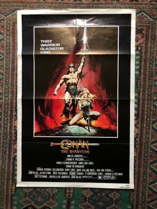Vtg 1982 Conan The Barbarian 1 Sheet Movie Poster 27x41 Schwarzenegger