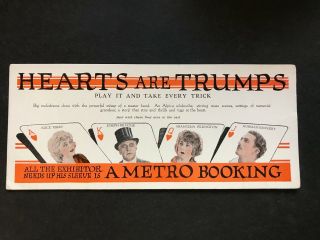1920 Hearts Are Trumps Take Every Trick Silent Metro Film Antique Blotter