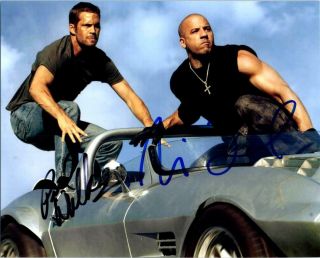 Vin Diesel Paul Walker Signed 8x10 Autographed Photo Picture With