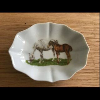 White Ceramic Dish With Horse Decals Owned By Davy Jones Monkees