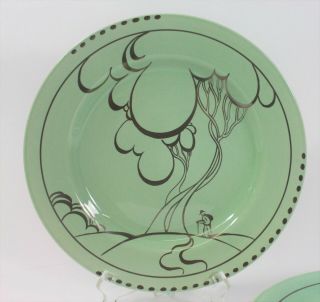 Clarice Cliff Royal Staffordshire A.  J.  Wilkinson Set Of 5 Art Deco Dinner Plates