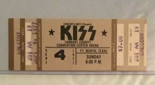 Kiss 1977 Full Ticket Stub Love Gun Tour Sept 4th Ft Worth Texas Near L@@k