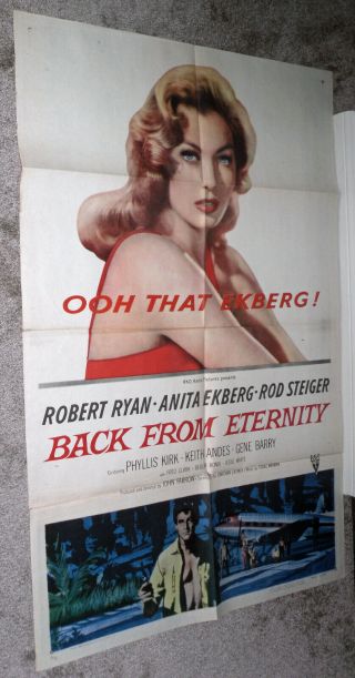 Back From Eternity 1956 One Sheet Movie Poster Anita Ekberg/robert Ryan