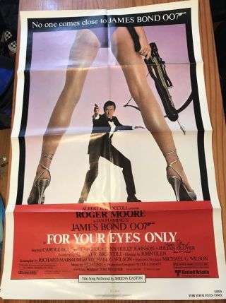 For Your Eyes Only (1981) James Bond Signed Julian Glover Poster Moore