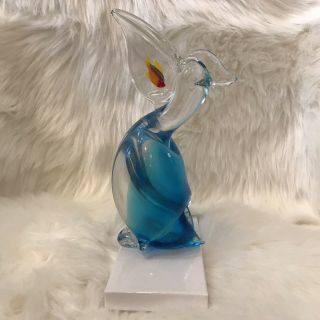 Murano Italy Art Glass Pelican With Fish Aquarium Mouth