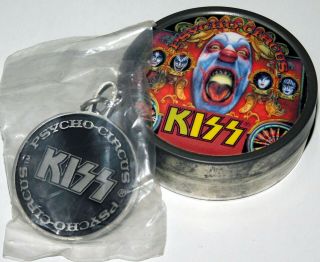 Kiss Band Psycho Circus Spencer Gifts Manager Promo Keychain W/ Tin 1998