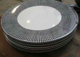 Set Of 8 Swid Powell Graph Black 10 7/8 " Dinner Plates By Richard Meier Japan