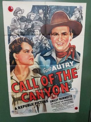 1942 Call Of The Canyon One Sheet Poster 27 " X41 " Gene Autry,  Bob Nolan Western