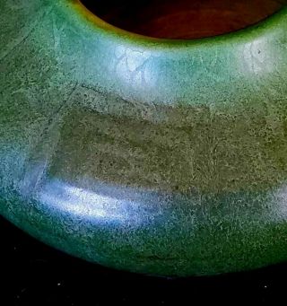Hampshire Pottery Matte Green Arts & Crafts Pot w Label Curdled Glaze 4