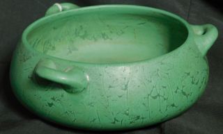 Antique Roseville Art Pottery Egyto Bowl Rozane Chloran Matte Crafts Matte Green 3