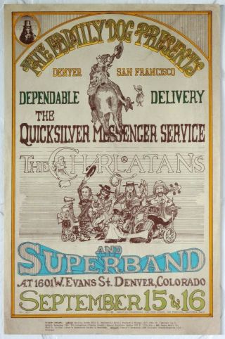 Fd D - 2 Quicksilver Messenger Service Charlatans 1967 Denver Dog Concert Poster