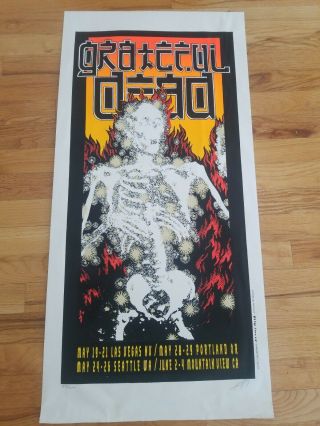 1995 Grateful Dead West Coast Tour Flaming Skeleton Alton Kelley Poster Nr