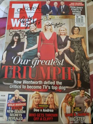 Tv Week Mag Signed By 8 Wentworth Cast Members.  Nicole Da Silva/ Susie Porter.