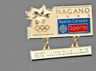 Cbc Radio - Canada Sports Pin: Nagano 98 Olympics Invité D 