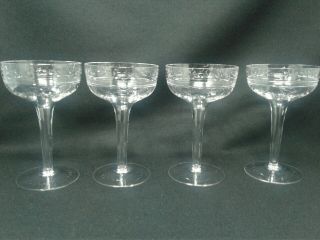 Vintage Hollow Stem Champagne Glasses Set Of 4 Floral Pattern