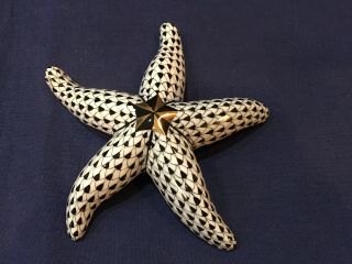 Herend Figurine - Large Starfish Shell - Black Fishnet