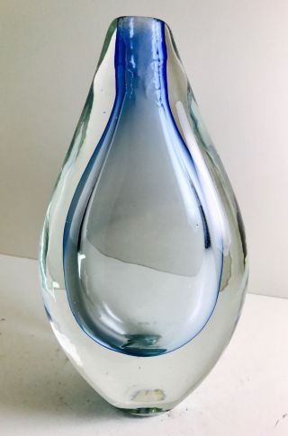 Vintage Mcm Murano Art Glass Sommerso Tear Drop Vase
