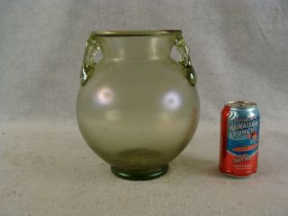 Antique Large Czech Iridescent Art Glass Vase W/ Handles