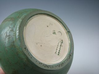 Ephraim Art Pottery Green Glaze Frog Vase Artist Signed 5