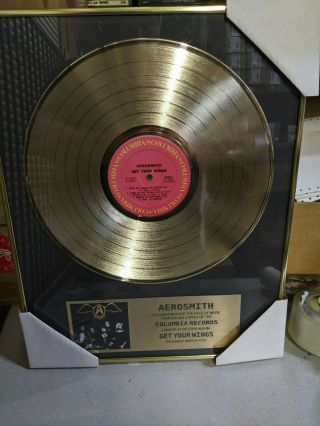 Aerosmith - Get Your Wings Gold Record In Frame Train Kept A Rolling Tyler/perry
