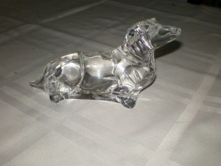 Minty Baccarat France Signed Glass Crystal 6” Dachshund Dog Figurine Paperweight