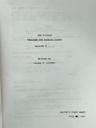 Rare X - Files Show 1993 Unmade Episode Script Through The Looking Glass