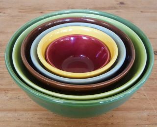 Bauer Pottery Vtg.  40’s Ringware Design Nesting Mixing Bowls Complete Set Of 6