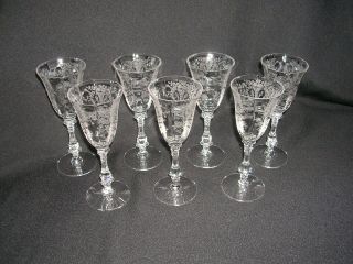 Set Of 7.  Cambridge Portia Cordial Glasses 3121 Stems 5.  25 Inch