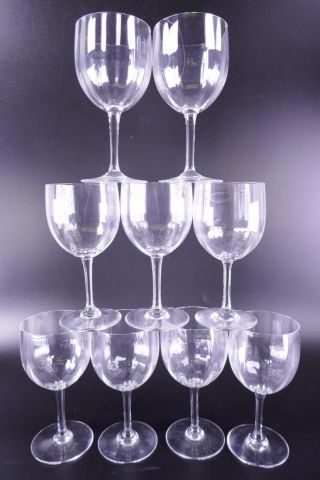 Ten (10) Signed Baccarat Montaigne Crystal Claret Wine Glass Optic 5 3/4 "