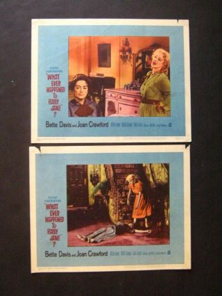 What Ever Happened To Baby Jane? Joan Crawford Bette Davis Two Lobby Cards