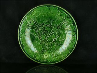 Antique Majolica Green Oak Leaf And Acorns English Plate