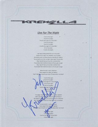 Krewella Group Signed Live For The Night Lyric Sheet