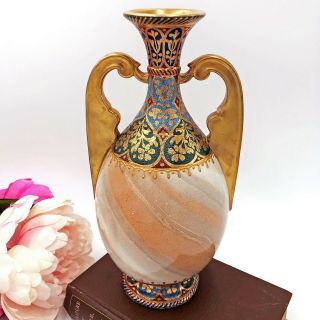 Royal Bonn Antique German Vase - Franz Anton Mehlem,  Cloisonné/persian Influence