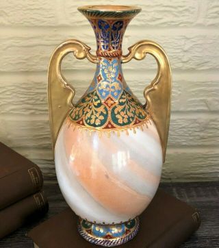 Royal Bonn Antique German Vase - Franz Anton Mehlem,  Cloisonné/Persian Influence 4