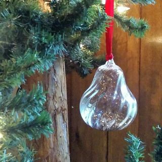 Steuben Vintage 1996 Holiday Pear Crystal Holiday Ornament With Pouch