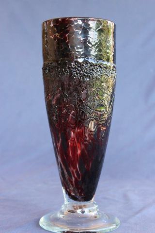 John Barber Art Glass Vase Signed Textured