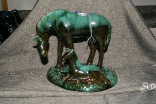 Blue Mountain Pottery Green Horse With Her Foal