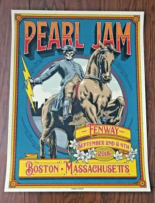 Pearl Jam 2018 Boston Fenway Park 9/2 9/4/18 Tour Poster Ian Williams
