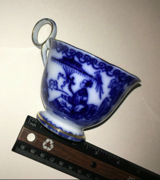 1840s Antique SAMUEL ALCOCK Flow Blue Cup and Saucer Asian Theme Kremlin pattern 4