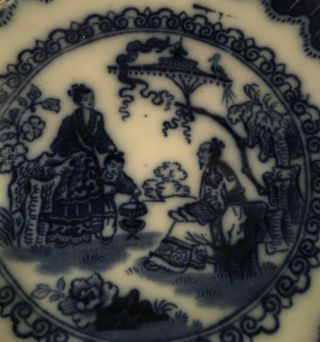1840s Antique SAMUEL ALCOCK Flow Blue Cup and Saucer Asian Theme Kremlin pattern 7