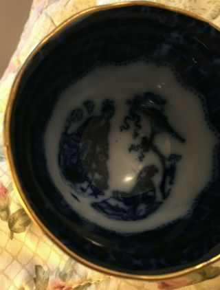 1840s Antique SAMUEL ALCOCK Flow Blue Cup and Saucer Asian Theme Kremlin pattern 8