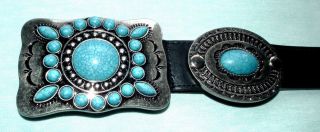 Elvis Style Turquoise And Silver Navajo Western Concho Belt
