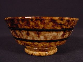Rare 1800s Rockingham Glazed Banded Tea Bowl Yellow Ware