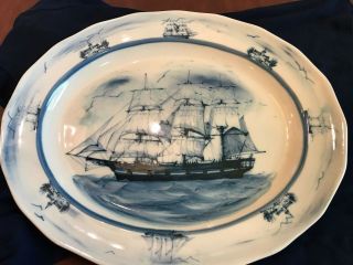 Antique Vintage Oxney Green Nautical 17 " Oval Serving Platter -