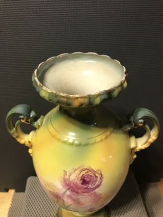 Antique ROYAL BONN,  Germany,  Hand Painted Flowers,  Porcelain Vase,  14.  5”H 3