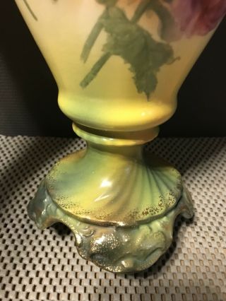 Antique ROYAL BONN,  Germany,  Hand Painted Flowers,  Porcelain Vase,  14.  5”H 8