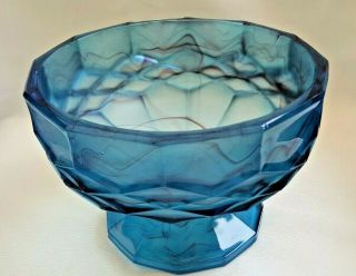 Davidson Art Deco Blue Cloud Pedestal Glass Bowl,  Model 697,  Circa 1930 